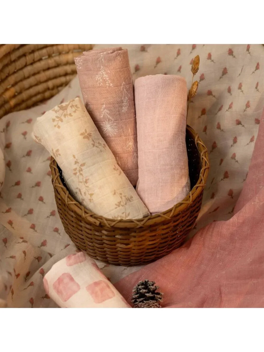 Soft Muslin Swaddle Blankets for Newborns, 4 Pack, Large Cotton Receiving